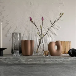 Gry Wide vase, 24 cm, cognac