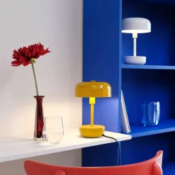 Haipot portabel LED-bordlampe, mørkerød