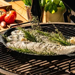 Halvrund perforert grillplate, L
