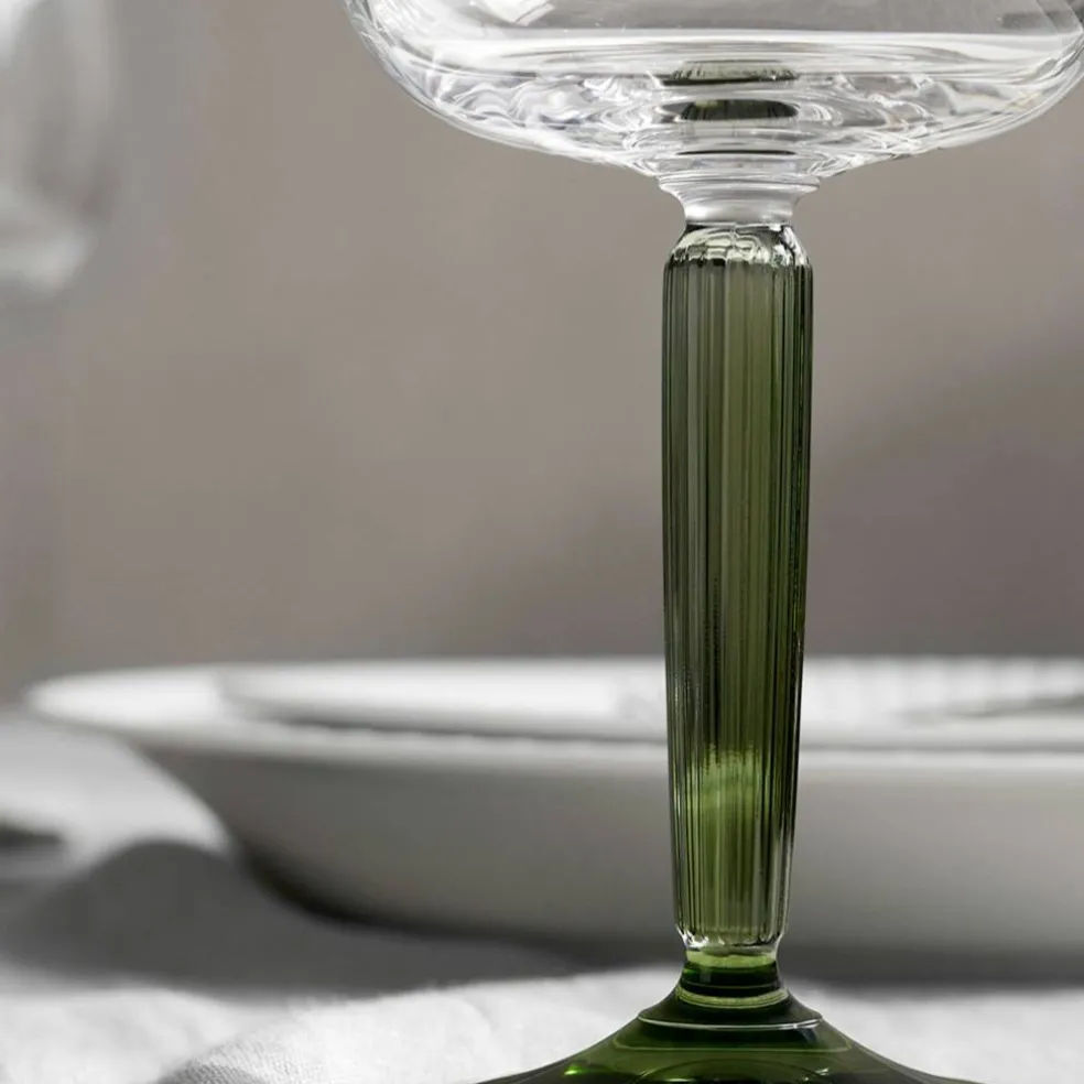Hammershøi rødvinsglass Ø 9,5 cm 2 stk, grønn