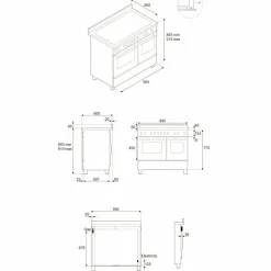 HER105I2EAVT2 Heritage induksjonskomfyr 100 cm med 5 soner og 2 ovner, elfenbenshvit