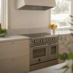 HER95I2EXC2 Heritage induksjonskomfyr uten dekorramme 90 cm med 5 soner og 2 ovner, rustfritt stål