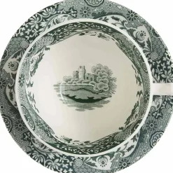 Heritage Green Italian tekopp med fat 20 cl, grønn/hvit