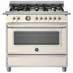 HER96L1EAVT Heritage Gasskomfyr med ovn 90 cm, Cremehvit