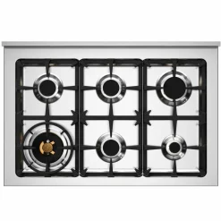 HER96L2EAVT2 Heritage gasskomfyr 90 cm med 6 brennere og 2 ovner, elfenbenshvit