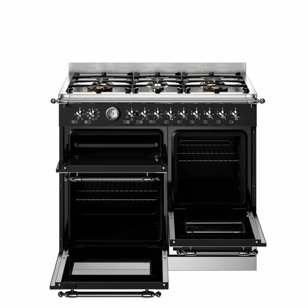HER106L3ENET2 Heritage gasskomfyr 100 cm med 6 brennere og 3 ovner, matt svart