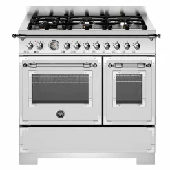 HER96L2EXT2 Heritage gasskomfyr 90 cm med 6 brennere og 2 ovner, rustfritt stål