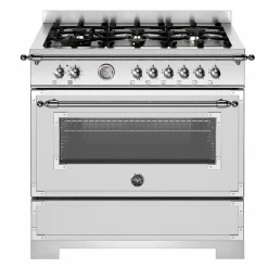 HER96L1EXT2 Heritage gasskomfyr 90 cm med 6 brennere og 1 ovn, rustfritt stål