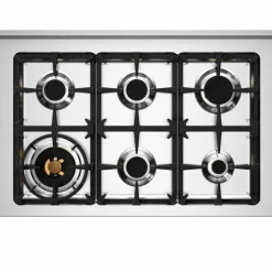 HER96L1EXT2 Heritage gasskomfyr 90 cm med 6 brennere og 1 ovn, rustfritt stål