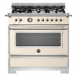 HER96L1EXT2 Heritage gasskomfyr 90 cm med 6 brennere og 1 ovn, rustfritt stål