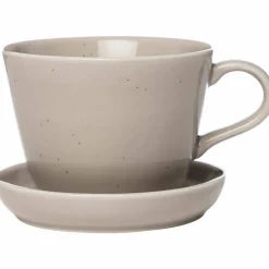 Kaffekopp med fat i porselen 20 cl, sand