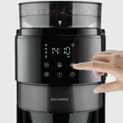 Kaffetrakter med kvern og glasskanne, dark inox