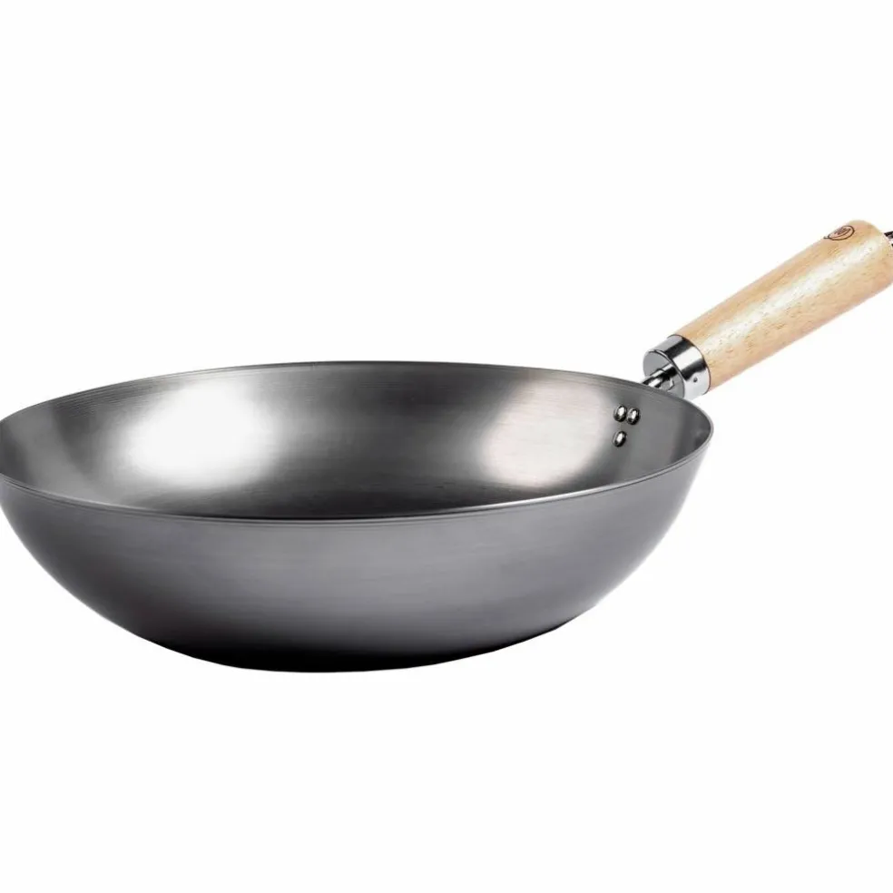 Karbonstål Wokpanne, 33 cm