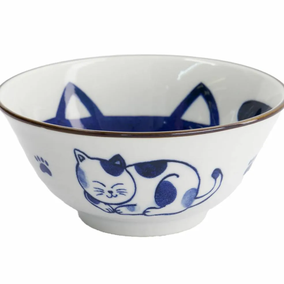 Kawaii Tayo Cat Neko skål 0,5 liter, blå/hvit (33414)