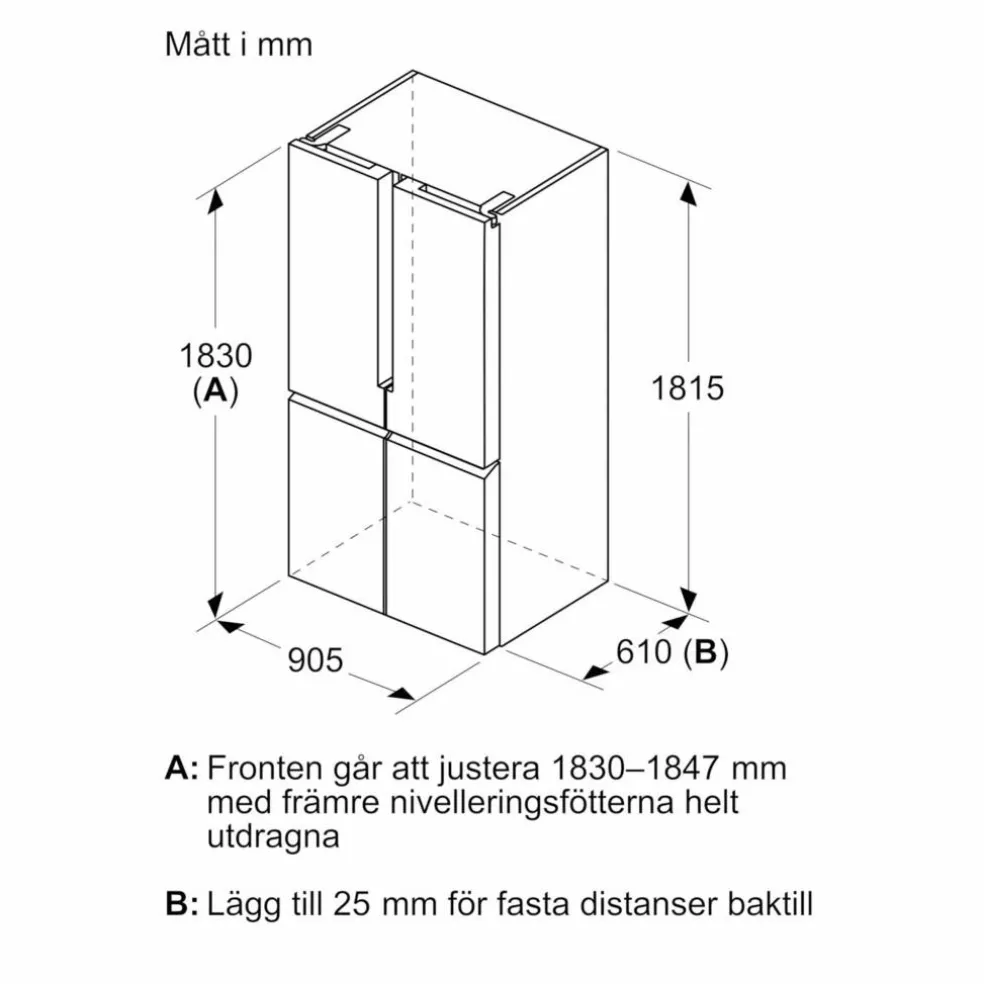 KF96NAXEA iQ300 frittstående kjøle-/fryseskap 183x90 cm, black steel