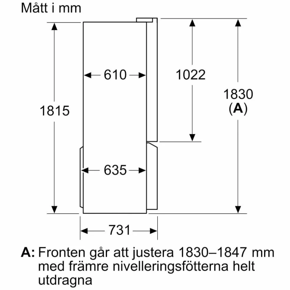 KF96NVPEA iQ300 frittstående kjøle-/fryseskap 183x91 cm, børstet stål