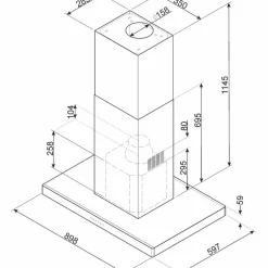 KI90XE Fritthengende Ventilhette 90 cm, Rustfritt Stål