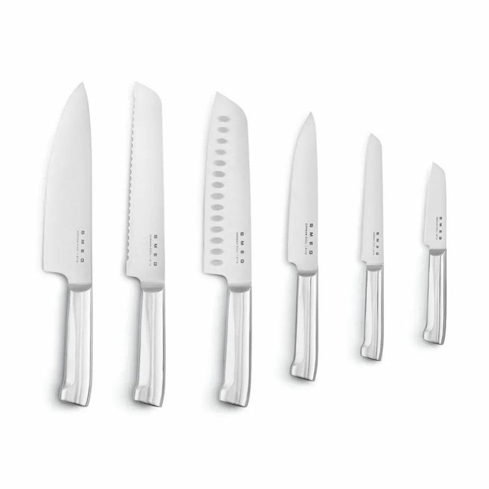 Knivblokk med 6 kniver, hvit