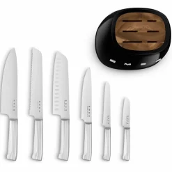 Knivblokk med kniver 6 stk, blå