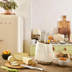 Knivblokk med kniver 6 stk, creme