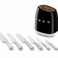 Knivblokk med kniver 6 stk, svart