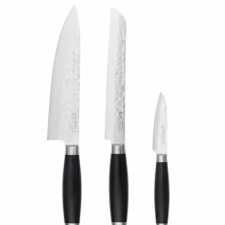 Knivsett 3 deler, hamret rustfritt stål