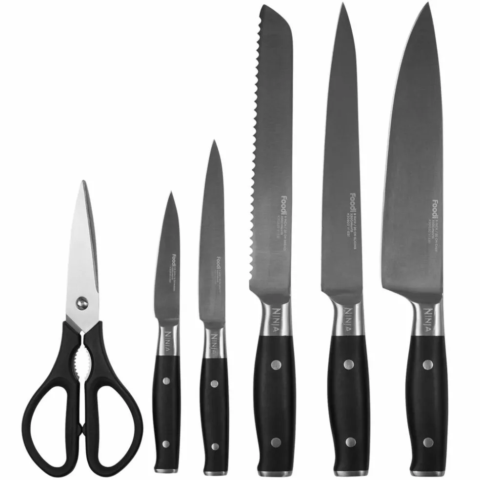 Knivsett (5 stk) + knivblokk med slip