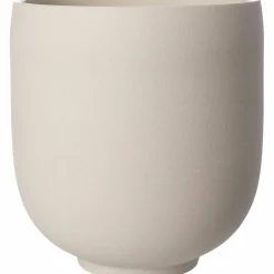 Krukke i steintøy 15 cm, naturhvit
