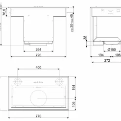KSEG78PXE integrert kjøkkenvifte 77 cm, rustfritt stål