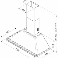 KT110PE Veggmontert Ventilator 110 cm, Creme