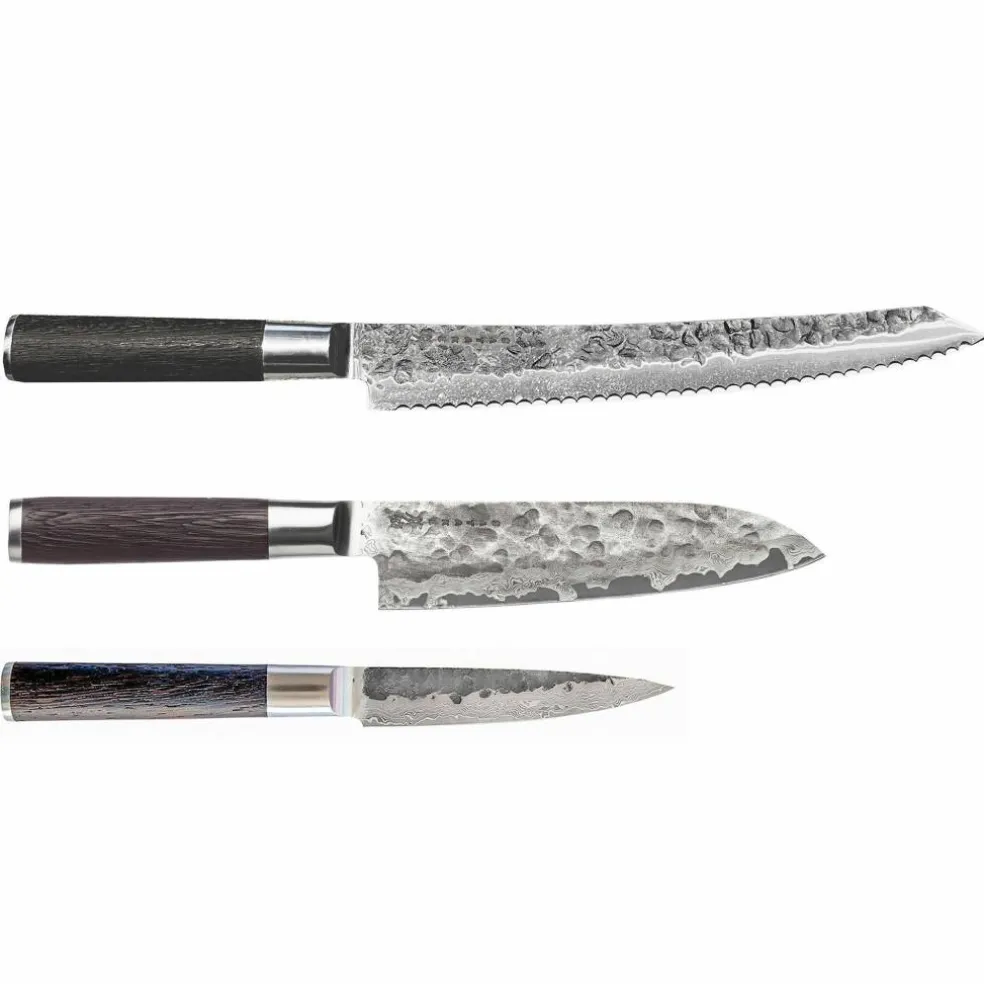 Kuro knivsett 3 deler (brødkniv, petty, santoku)