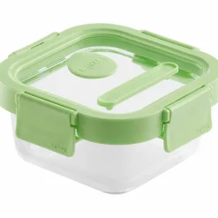 Kvadratisk matboks 520 ml, glass/grønn