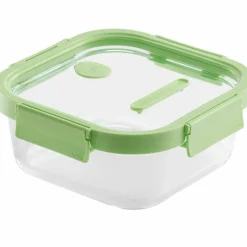 Kvadratisk matboks 1100 ml, glass/grønn