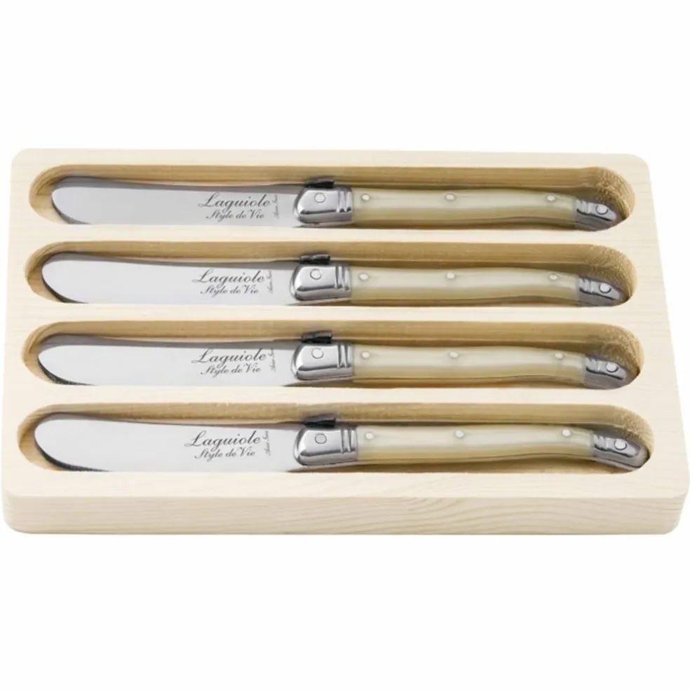 Laguiole Premium Line smørkniv 4-pakning, mørkebrun