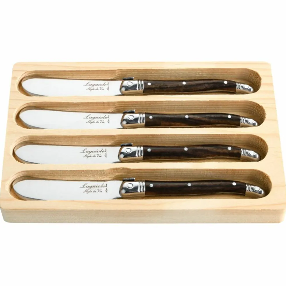 Laguiole Premium Line smørkniv 4-pakning, mørkebrun