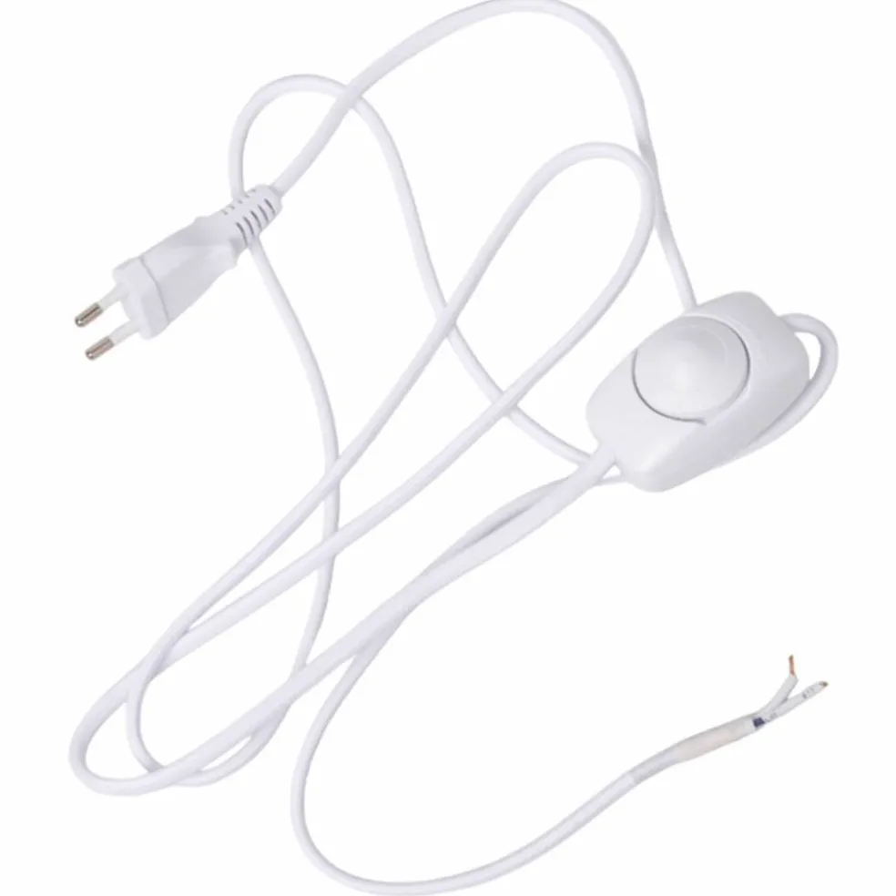 Lampeledning med dimmer 2 m, hvit