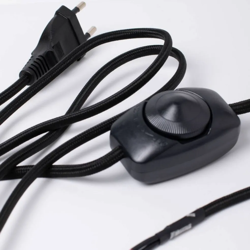 Lampeledning med dimmer 2 m, svart