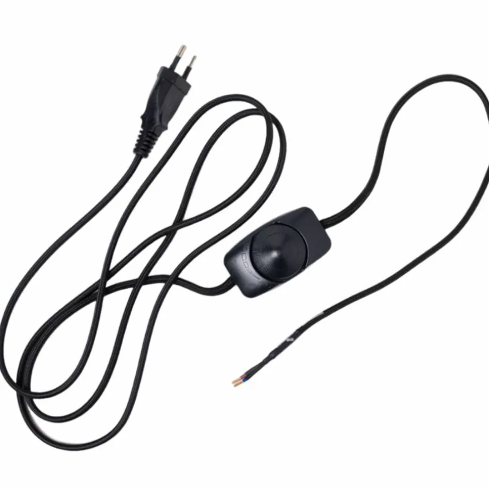Lampeledning med dimmer 2 m, svart