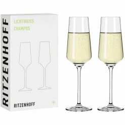 Lichtweiss champagneglass, 2 stk
