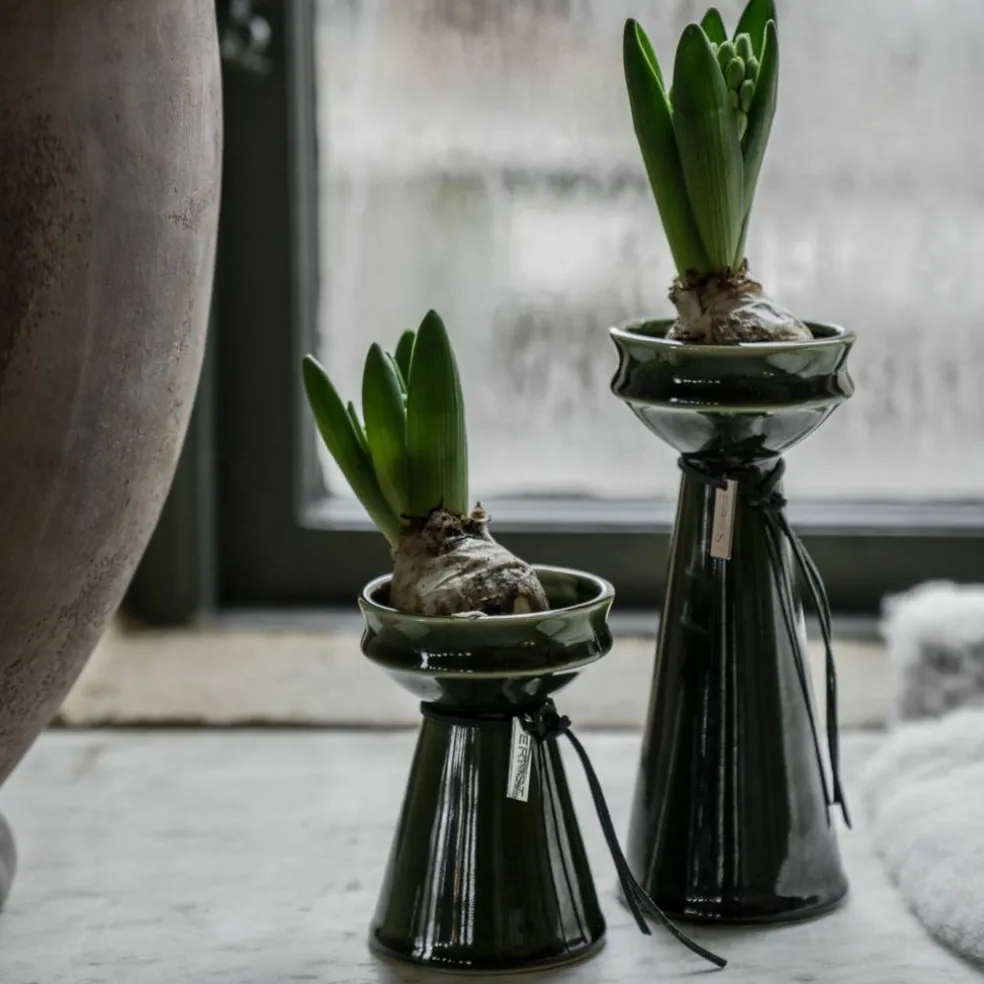 Løkvase 12 cm, mørkegrønn