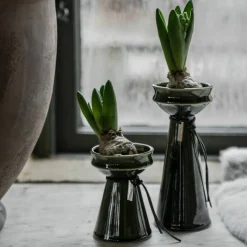 Løkvase 16 cm, mørkegrønn