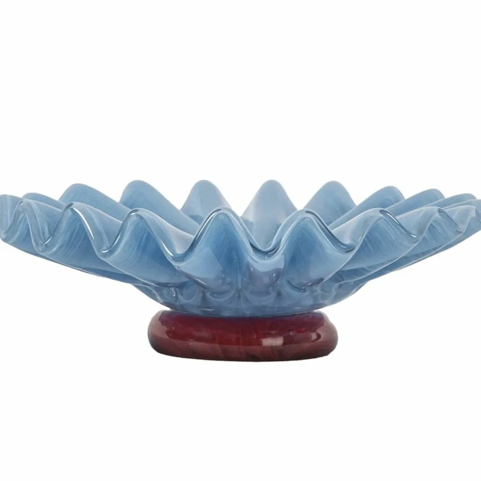 Lori skål 18 cm, lyseblå/vinrød