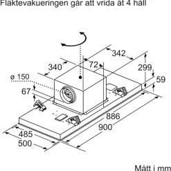 LR97CAQ50 iQ500 kjøkkenvifte i tak, sølv