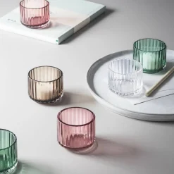 Lysestake, glass liten, burgundy