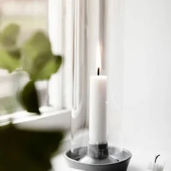 Lysestake med Glass Hvit