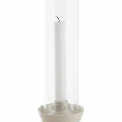 Lysestake med Glass Lysegrå
