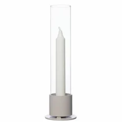 Lysestake med glassylinder, gråbrun