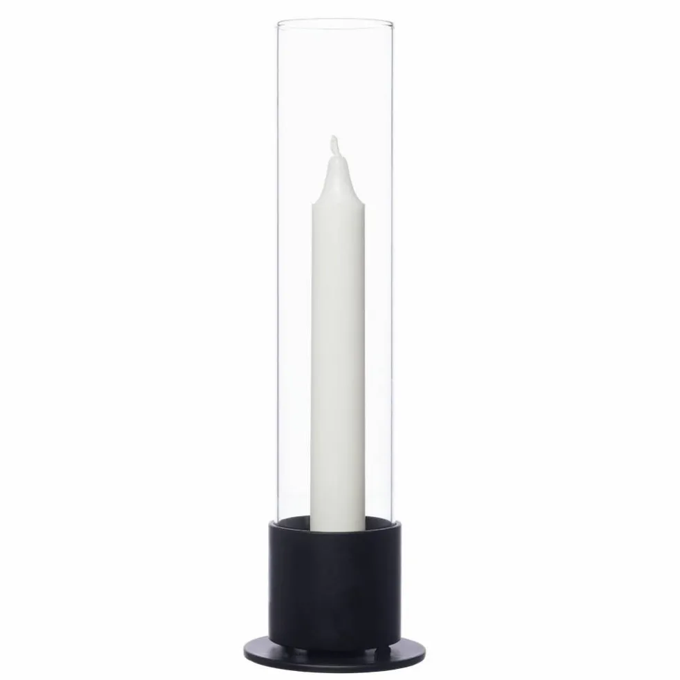 Lysestake med glassylinder, naturhvit