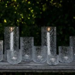 Lyslykt 9 cm, mønstret glass