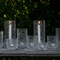 Lyslykt 9 cm, mønstret glass